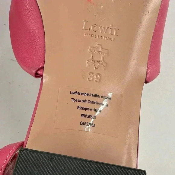 Lewit Alesia womens flats size 39 pink fuchsia Italian leather pointy toe dorsay - Picture 9 of 15